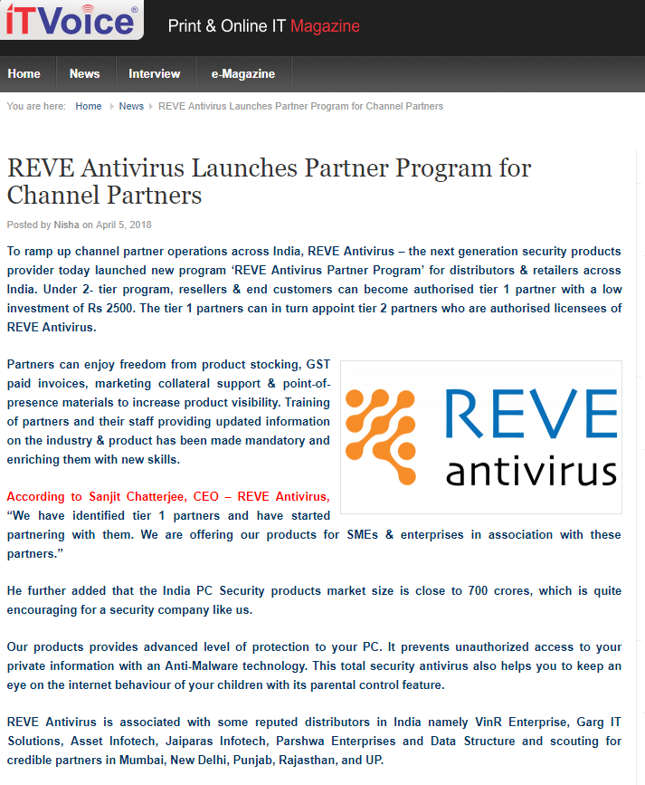 REVE Antivirus channel partner
