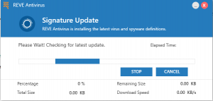 Signature update of antivirus software